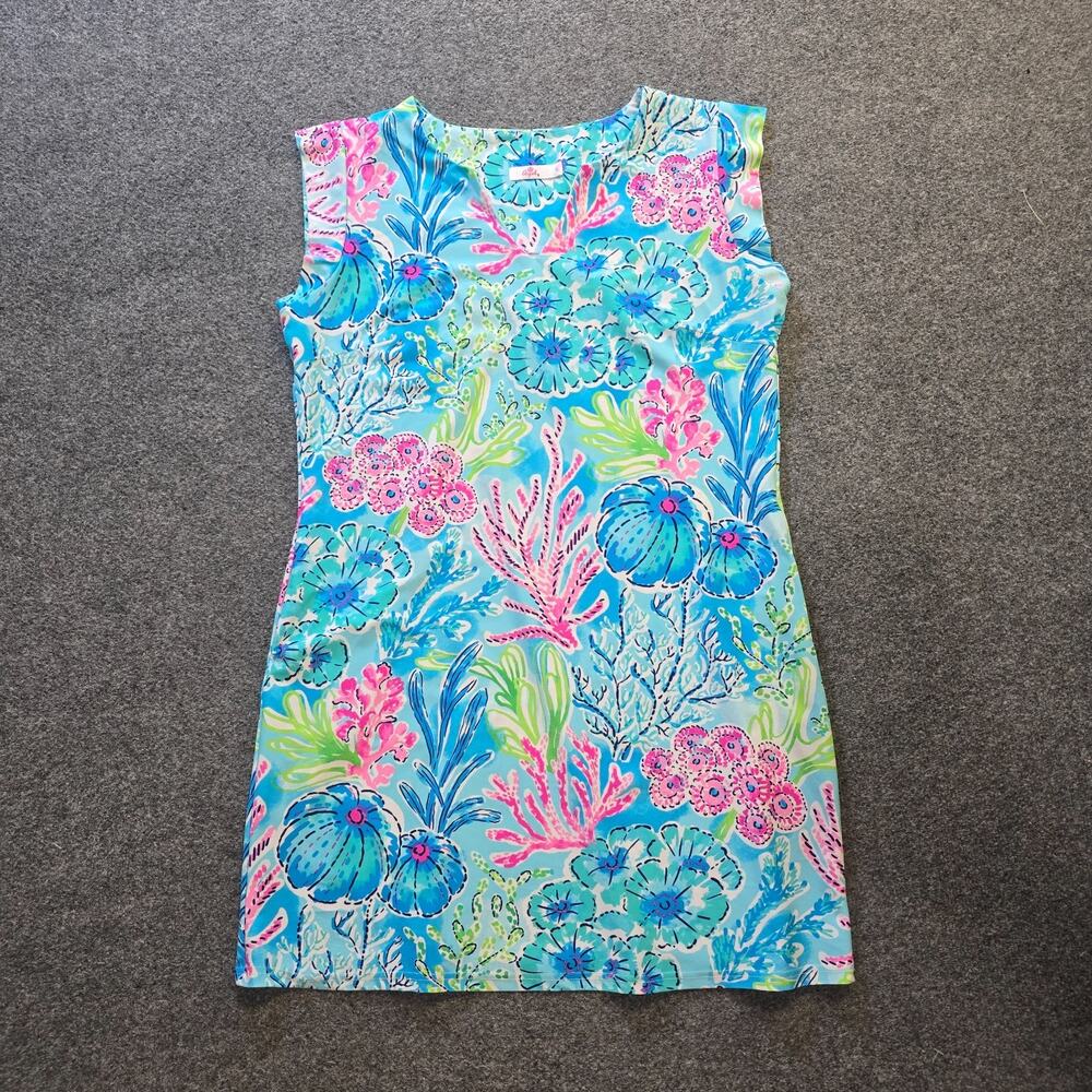 Aryeh Dress Womens Size XL Blue Ocean Beachy Colorful Preppy Stretch Casual